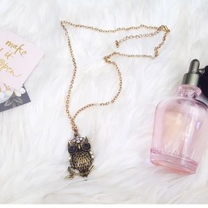 Vintage Style Jeweled Gypsy Owl Necklace